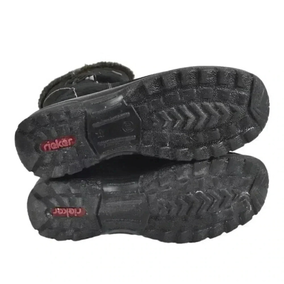 Rieker Suede Winter  Ankle Boots Lined Genuine Leather Black Size 38 - Picture 9 of 12